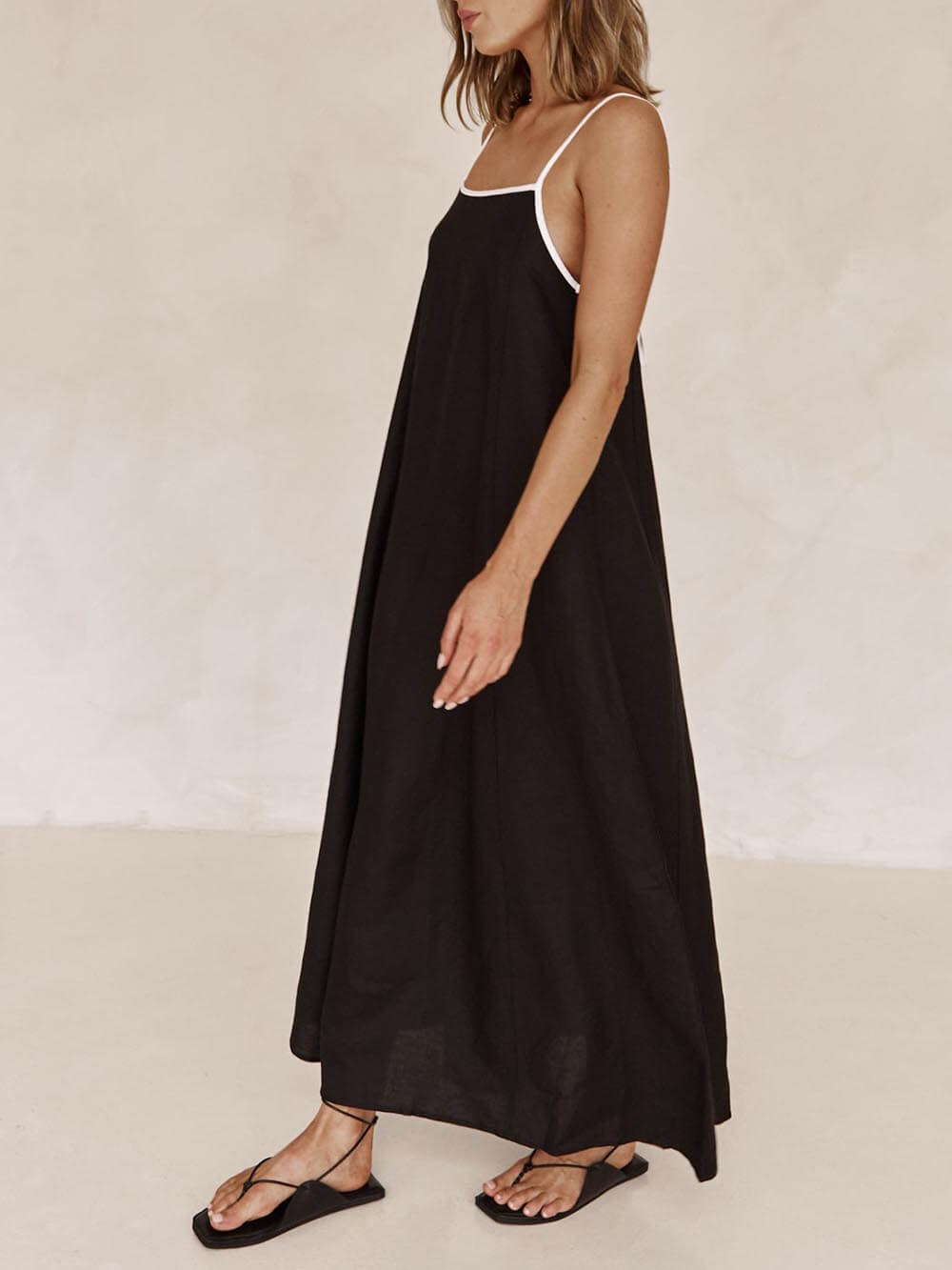 A-line Summer Vibe Contrasting Suspender Dress