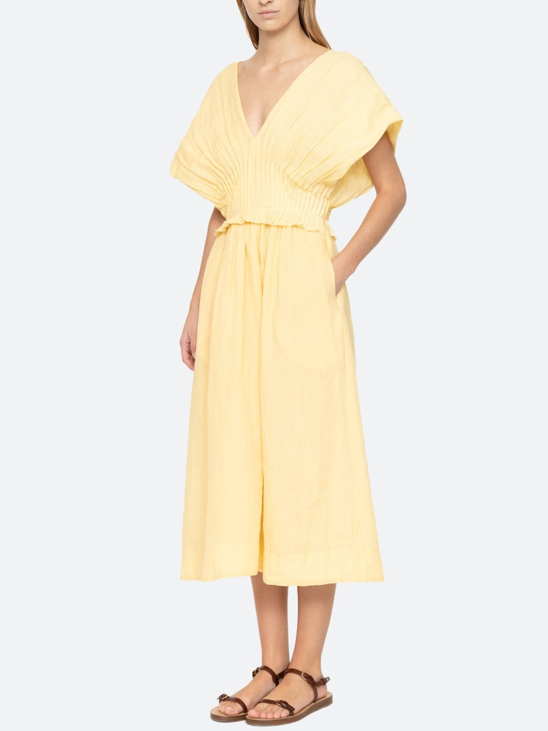 Oversized Sleeves Midi Dress